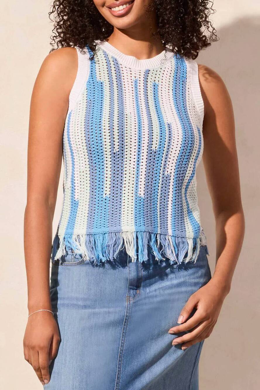 NEW TRIBAL crew neck fringed vest